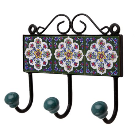Green Floral Ceramic Tiles Hooks-464